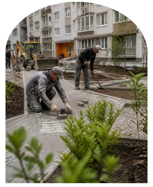 Благоустройство двора многоквартирного дома в Раменском